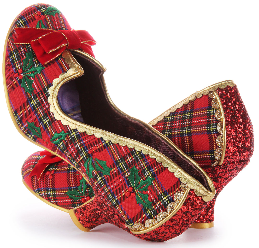 Irregular Choice Christmas Cookie Frauen Weihnachten Mitte Absatz Schuhe Rot Multi