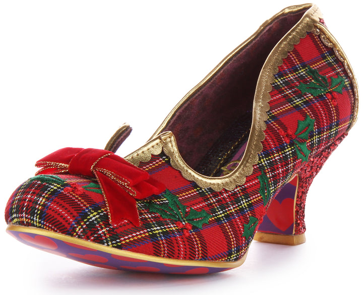 Irregular Choice Christmas Cookie Chaussures de Noël à talons moyens pour femmes en rouge multi