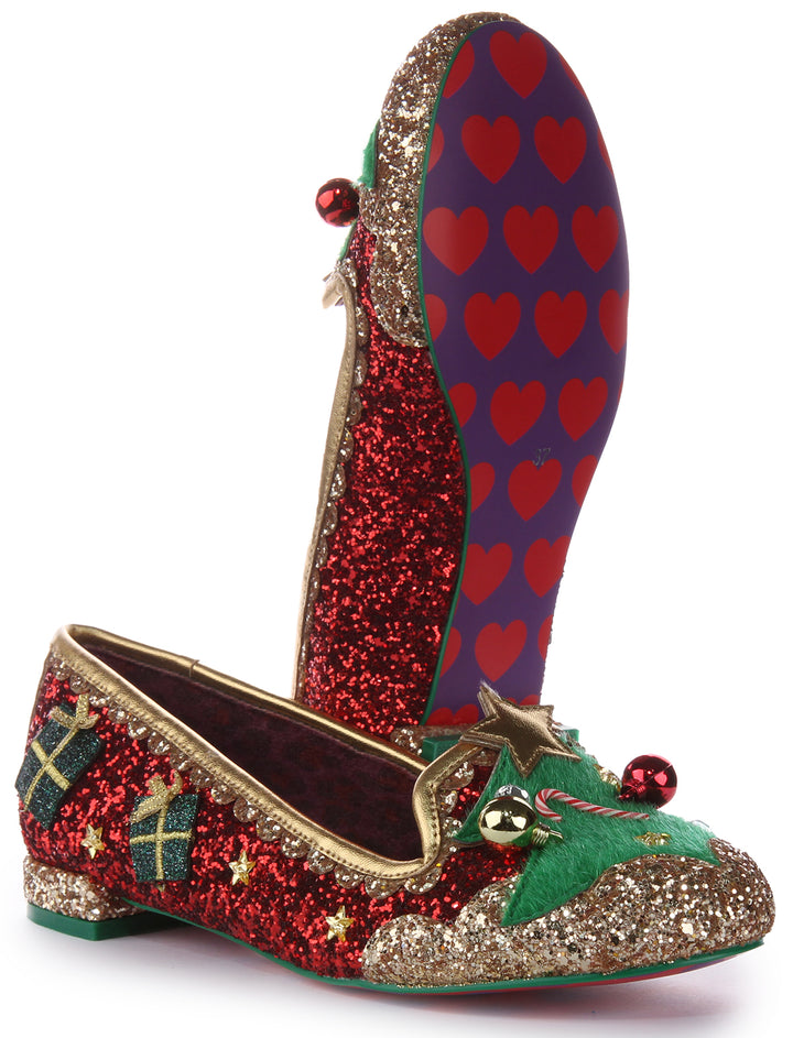 Irregular Choice Under The Tree Zapatos de tacón brillantes para mujer en rojo multicolor