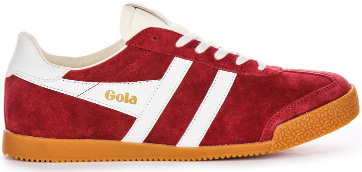 Gola Classics Elan Low Pro Lac Retro Tiefrot Wht Herren Wildleder Ledersneaker in Rot Weiß