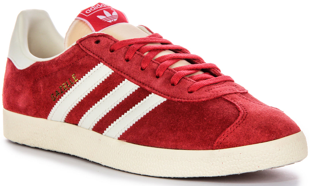 Adidas Gazelle In Red White For Men Classic Low Top Suede Shoe
