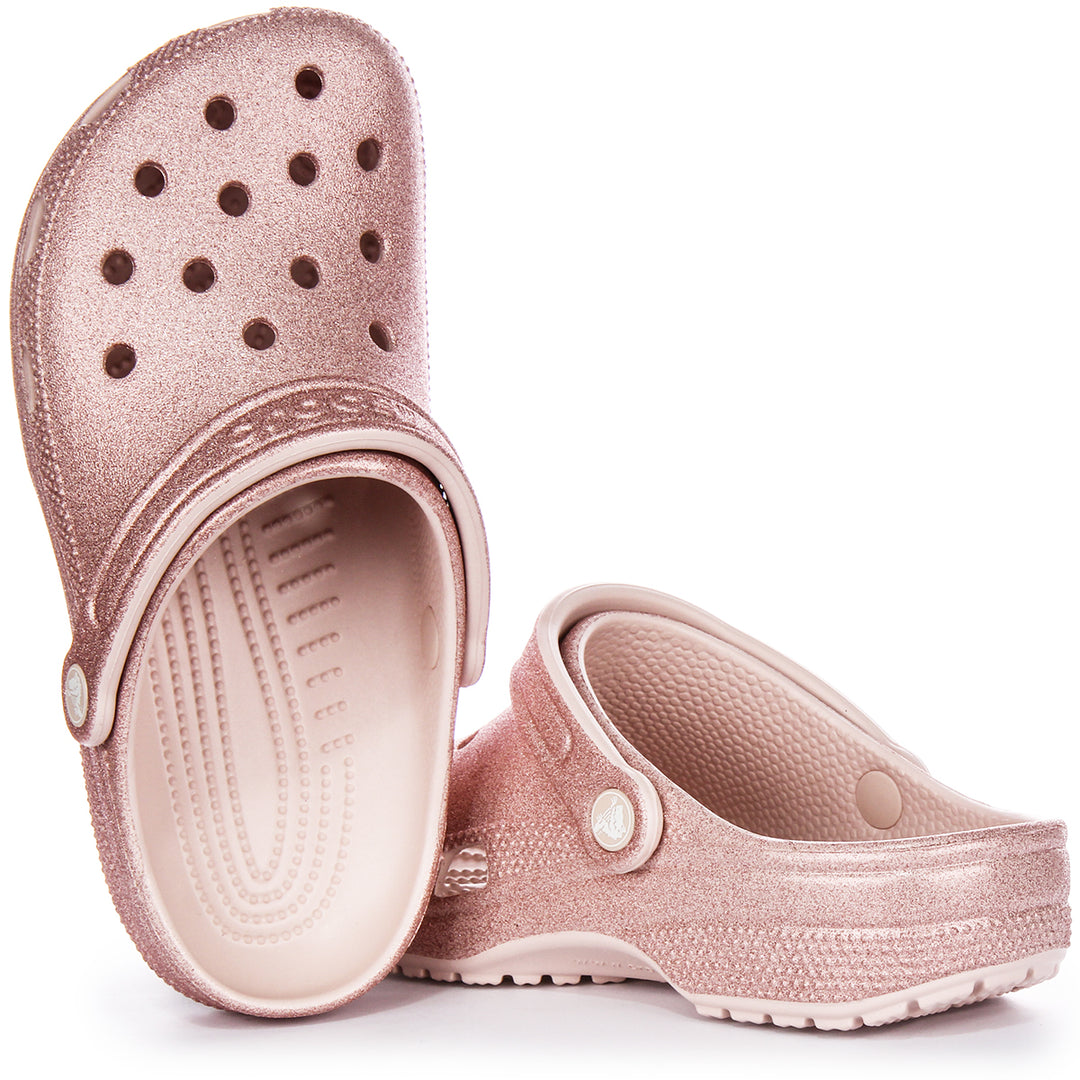 Crocs Classic Glitter Molded Shine mit schwenkbarem Absatz in Rosa