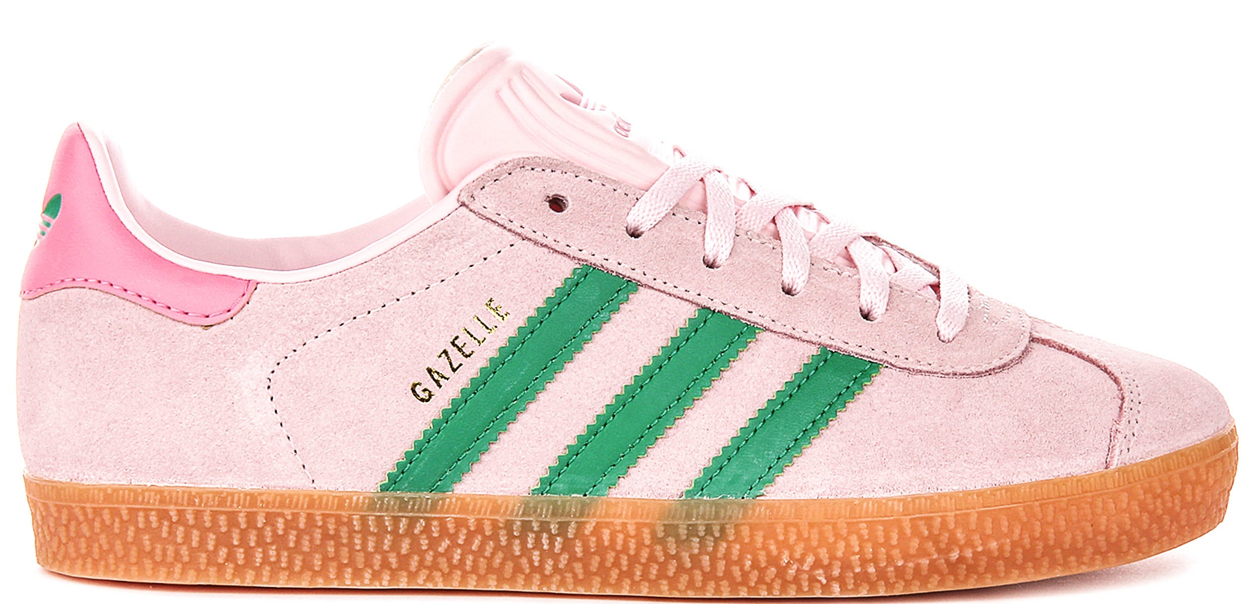 Adidas Gazelle In Pink Green For Junior | Lace up Youth Trainers