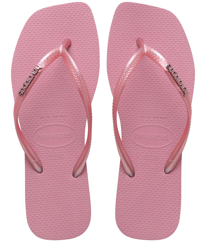 Havaianas Slim Square Logo Metalic In Rose For Women