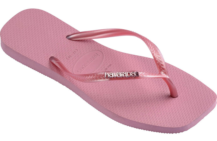 Havaianas Slim Square Logo Metalic In Rose For Women
