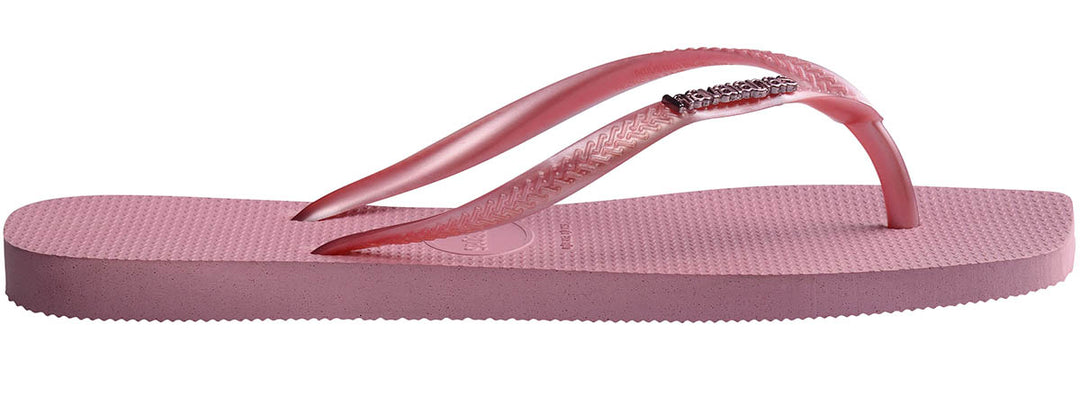 Havaianas Slim Square Logo Metalic In Rose For Women