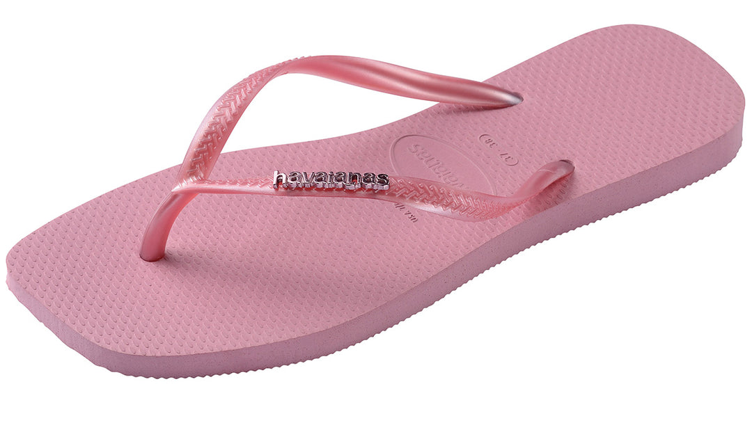 Havaianas Slim Square Logo Metalic In Rose For Women