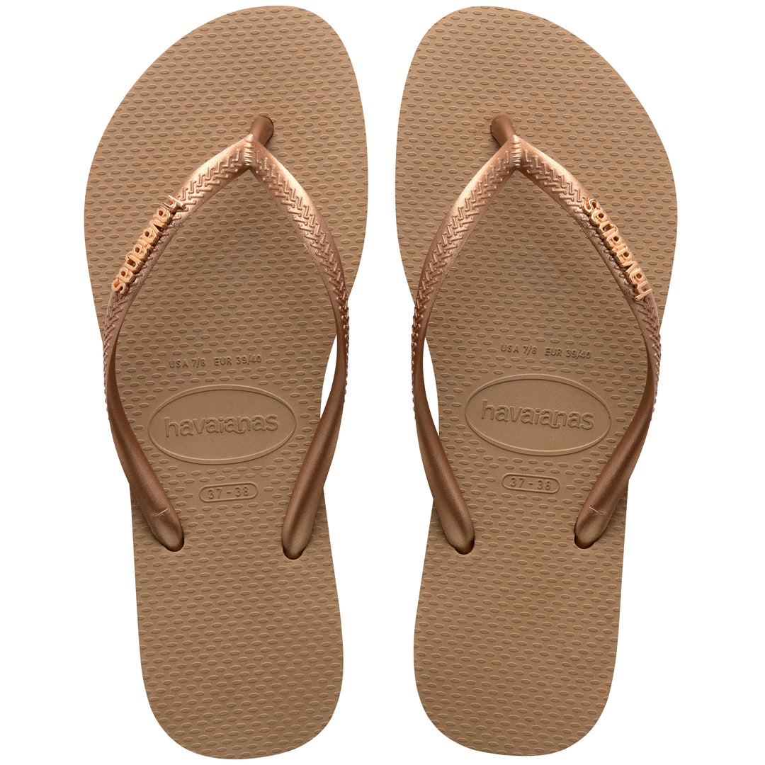 Havaianas Slim Logo Metal In Rose Gold For Unisex