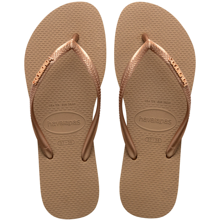Havaianas Slim Logo Metal In Rose Gold For Unisex