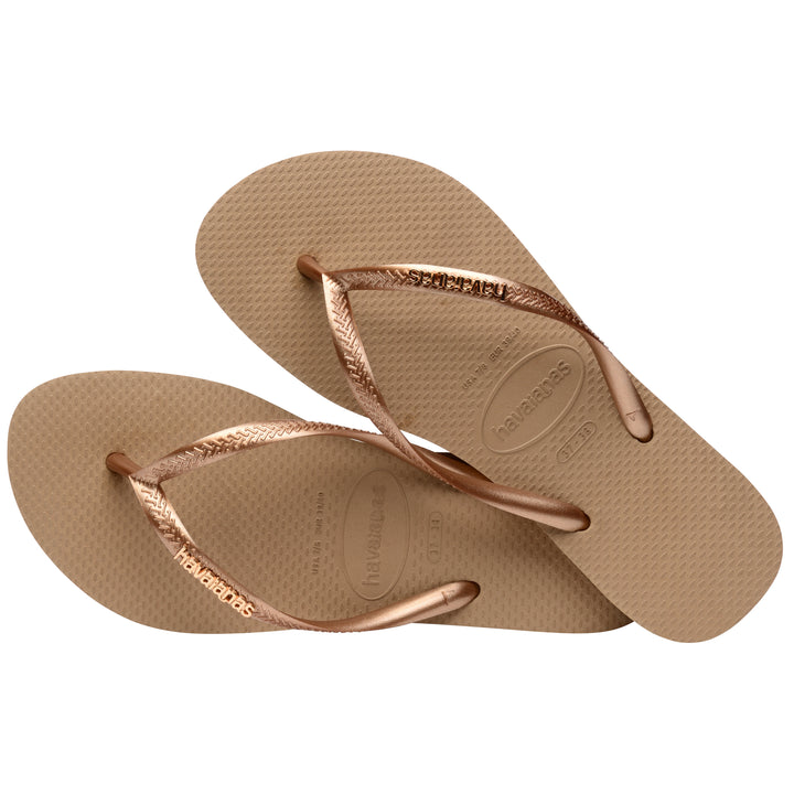 Havaianas Slim Logo Metal In Rose Gold For Unisex