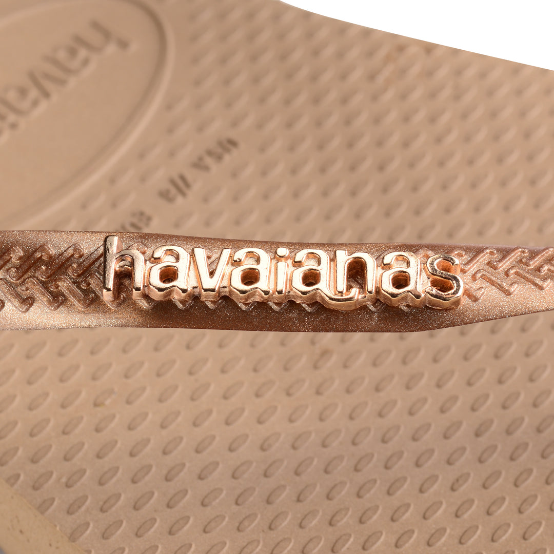 Havaianas Slim Logo Metal In Rose Gold For Unisex