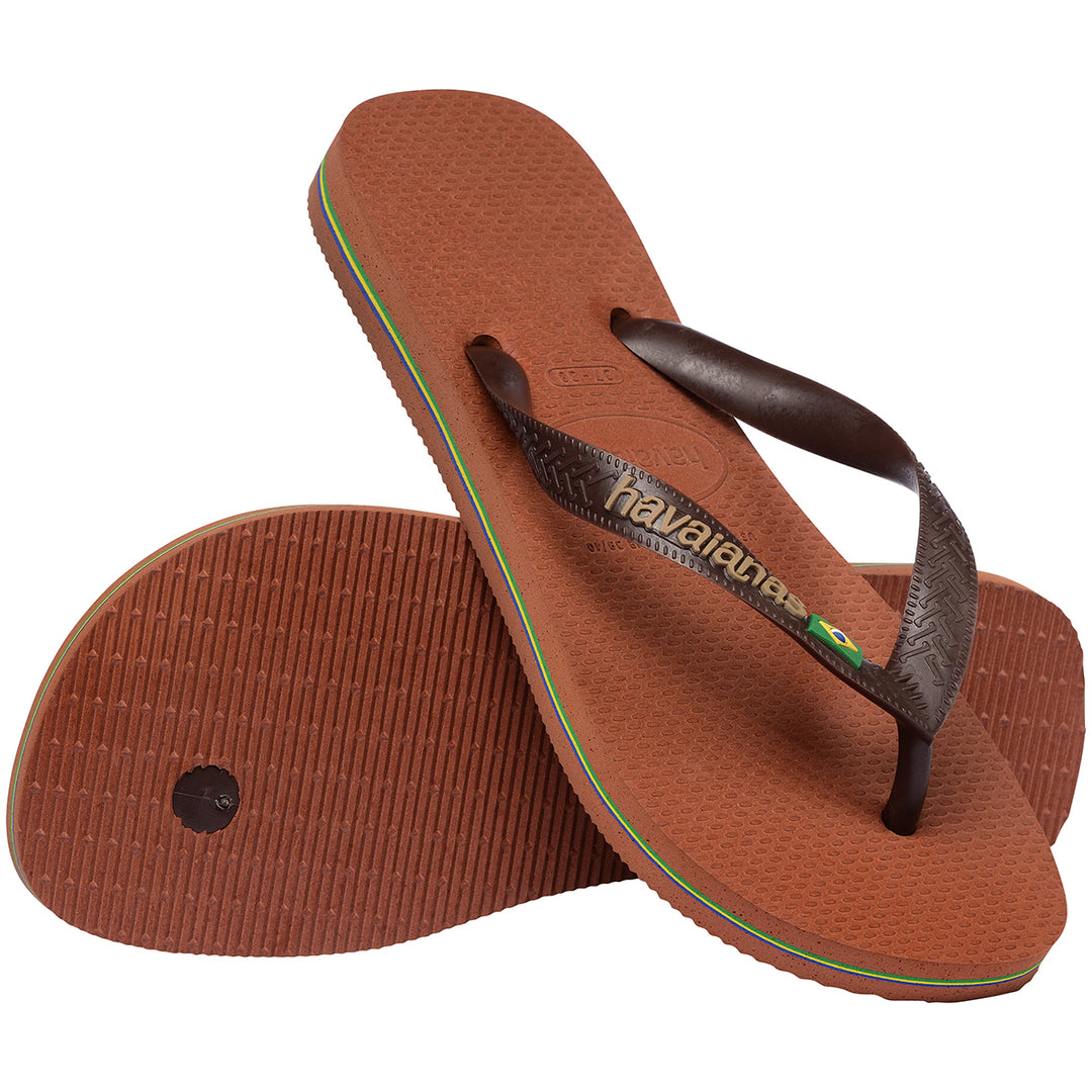 Havaianas Brasil Logo In Rust Flip Flop