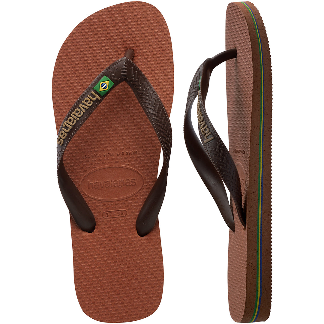 Havaianas Brasil Logo In Rust Flip Flop