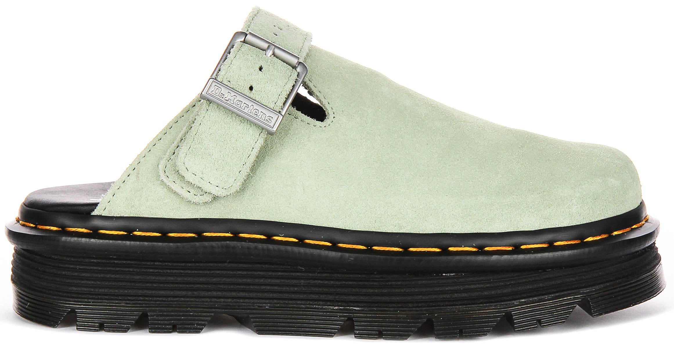 Dr Martens Zebzag Mule In Sage Green For Women | Suede Platform