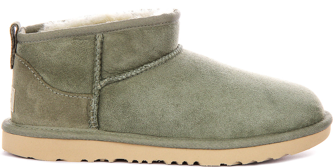 UGG Kids Classic Ultra Mini In Sage Green For Junior