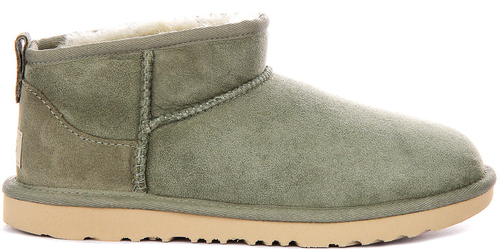 UGG Kids Classic Ultra Mini In Sage Green For Junior
