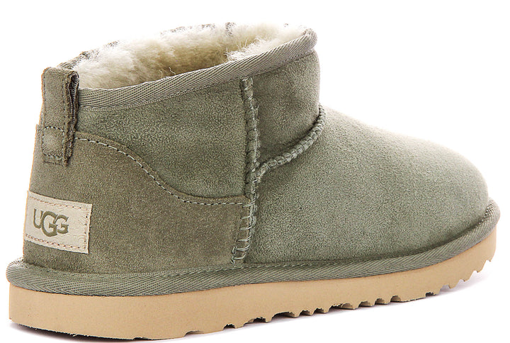 UGG Kids Classic Ultra Mini In Sage Green For Junior