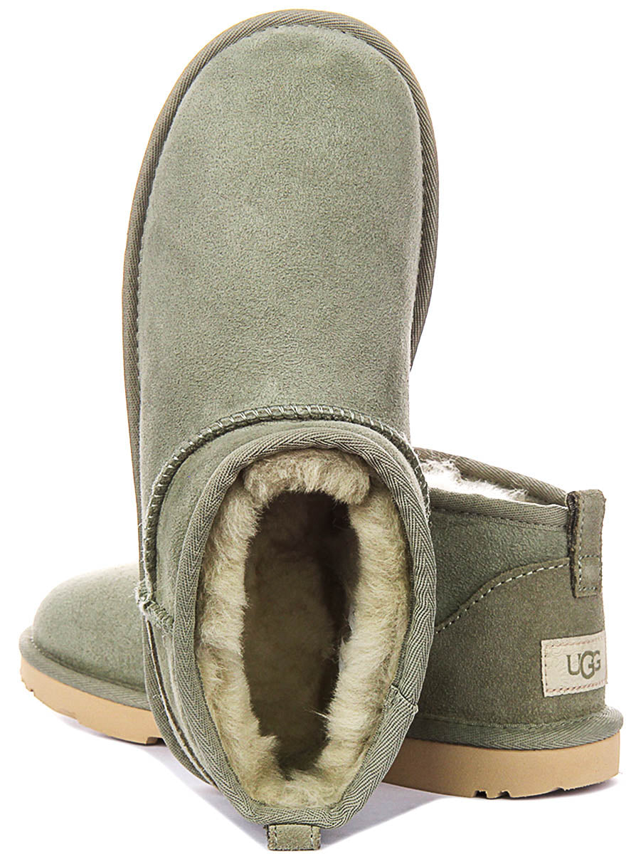 UGG Kids Classic Ultra Mini In Sage Green For Junior