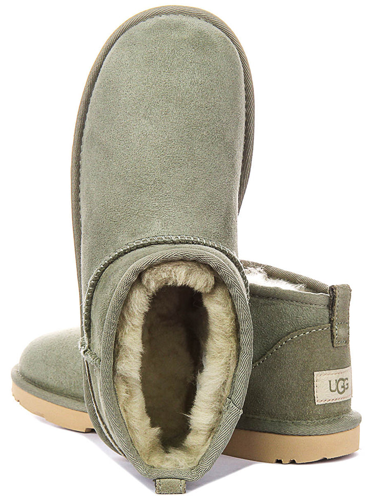 UGG Kids Classic Ultra Mini In Sage Green For Junior