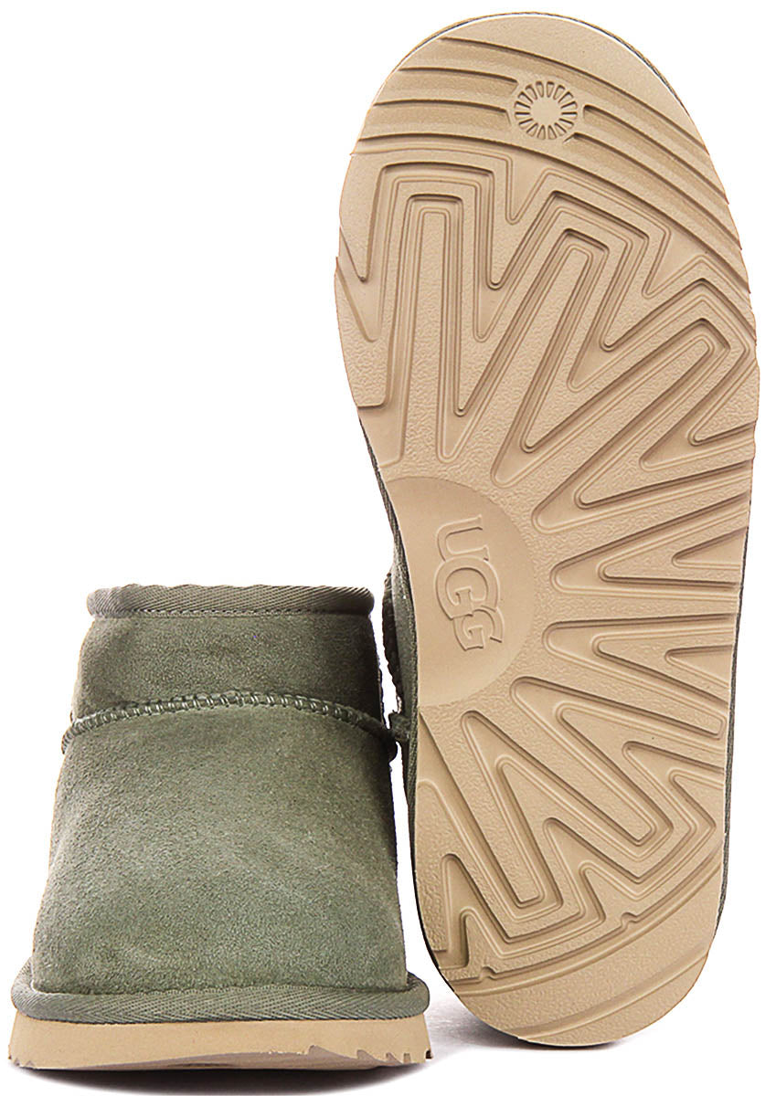 UGG Kids Classic Ultra Mini In Sage Green For Junior