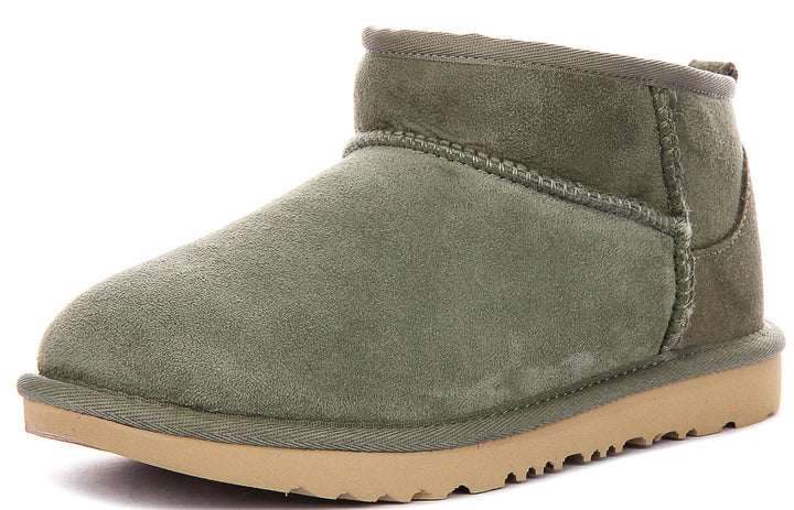 UGG Kids Classic Ultra Mini In Sage Green For Junior