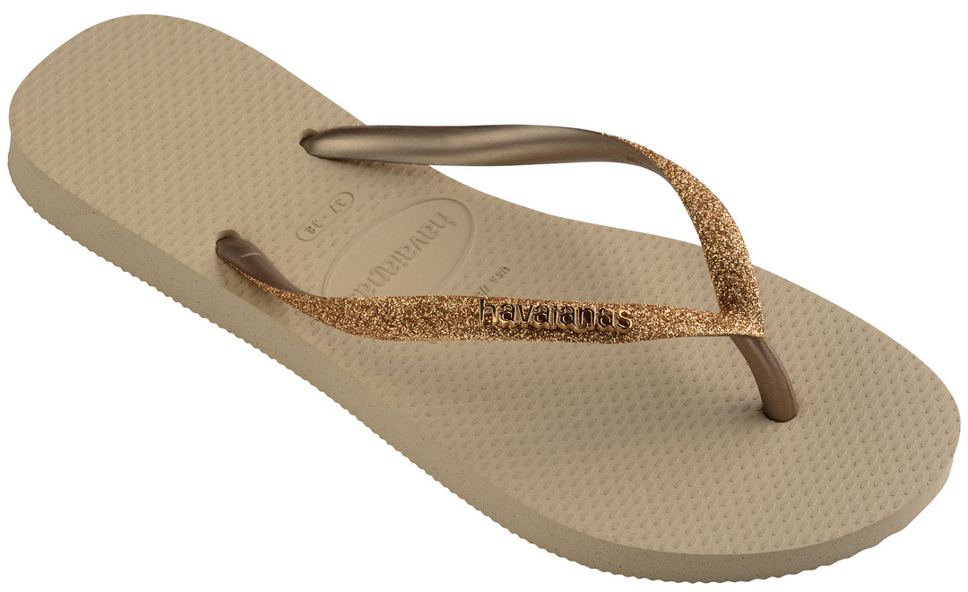 Havaianas Slim Glitter II In Sand Gold For Women