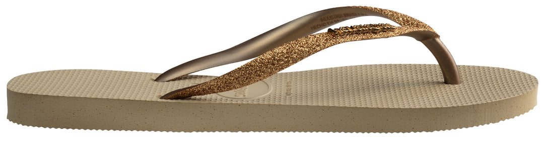 Havaianas Slim Glitter II In Gold For Women Beach Sandals