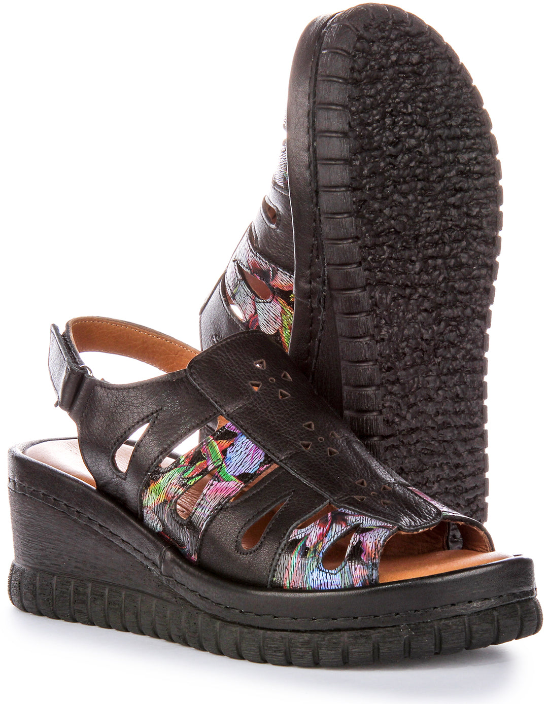 Justinreess England Zoey Soft Footbed In Black Floral