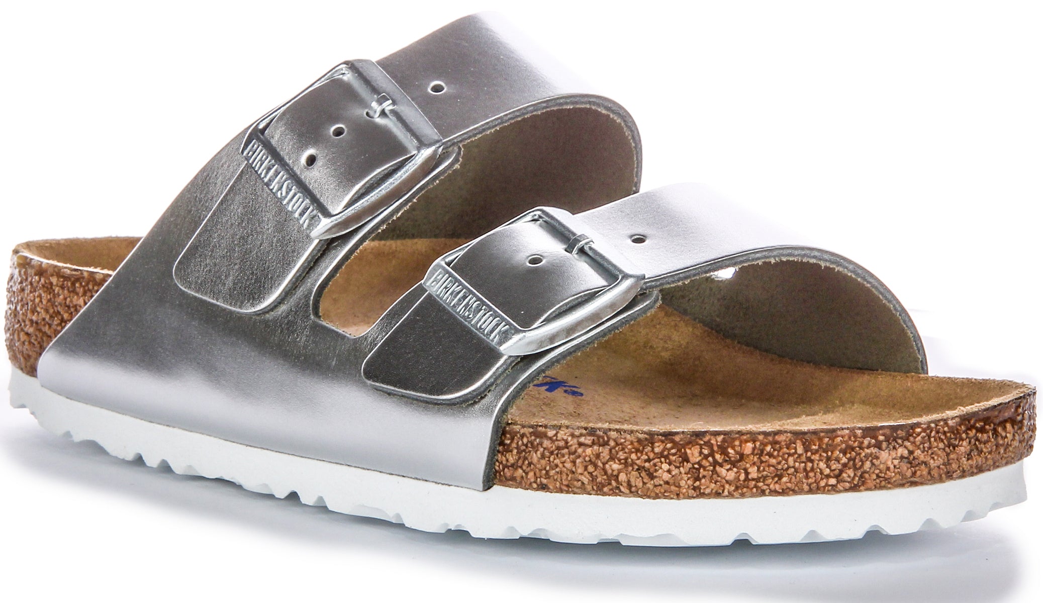 Birkenstock Arizona Bs In Silver | Birko Flor Regular Fit 2 Bar