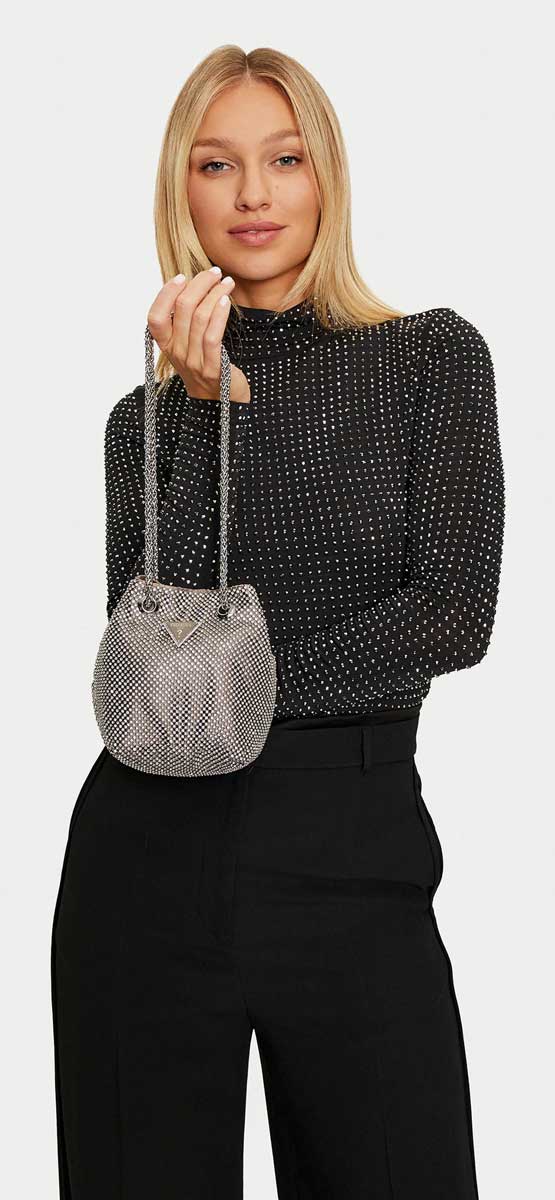 Guess Zalina In Silver For Women Crossbody evening Bag – 4feetshoes