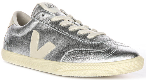 Veja Volley Leather In Silver For Women