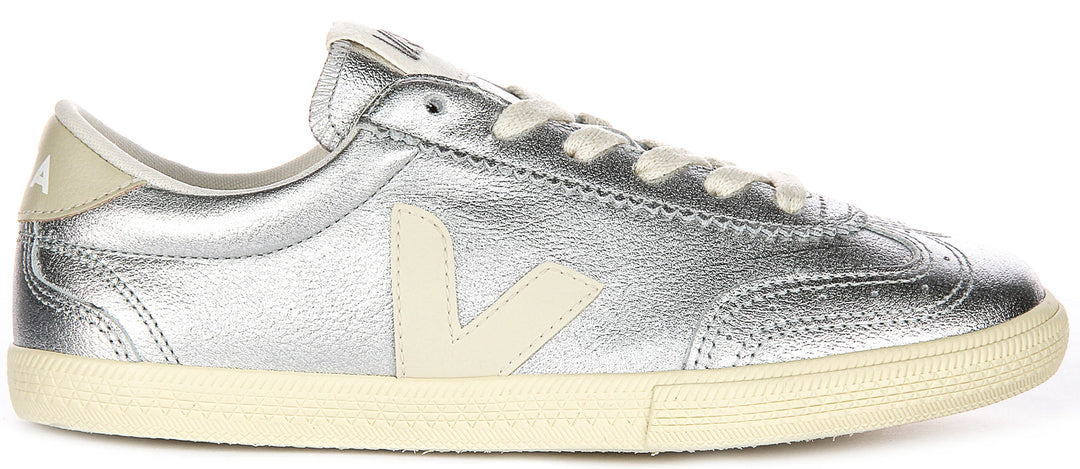 Veja Volley Leather In Silver For Women