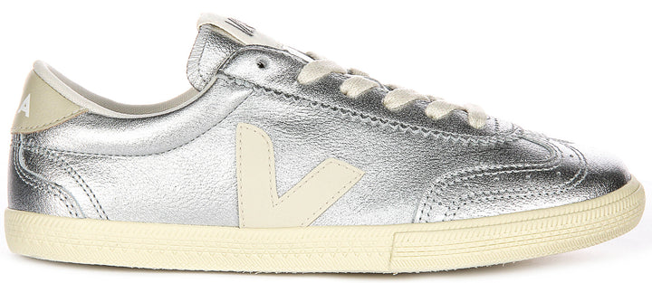Veja Volley Leather In Silver For Women