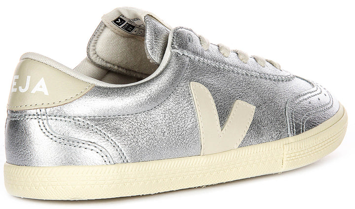 Veja Volley Leather In Silver For Women
