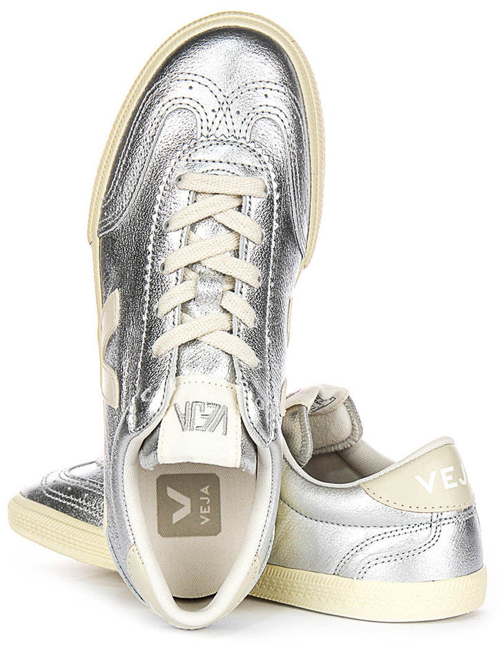 Veja Volley Leather In Silver For Women