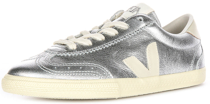 Veja Volley Leather In Silver For Women