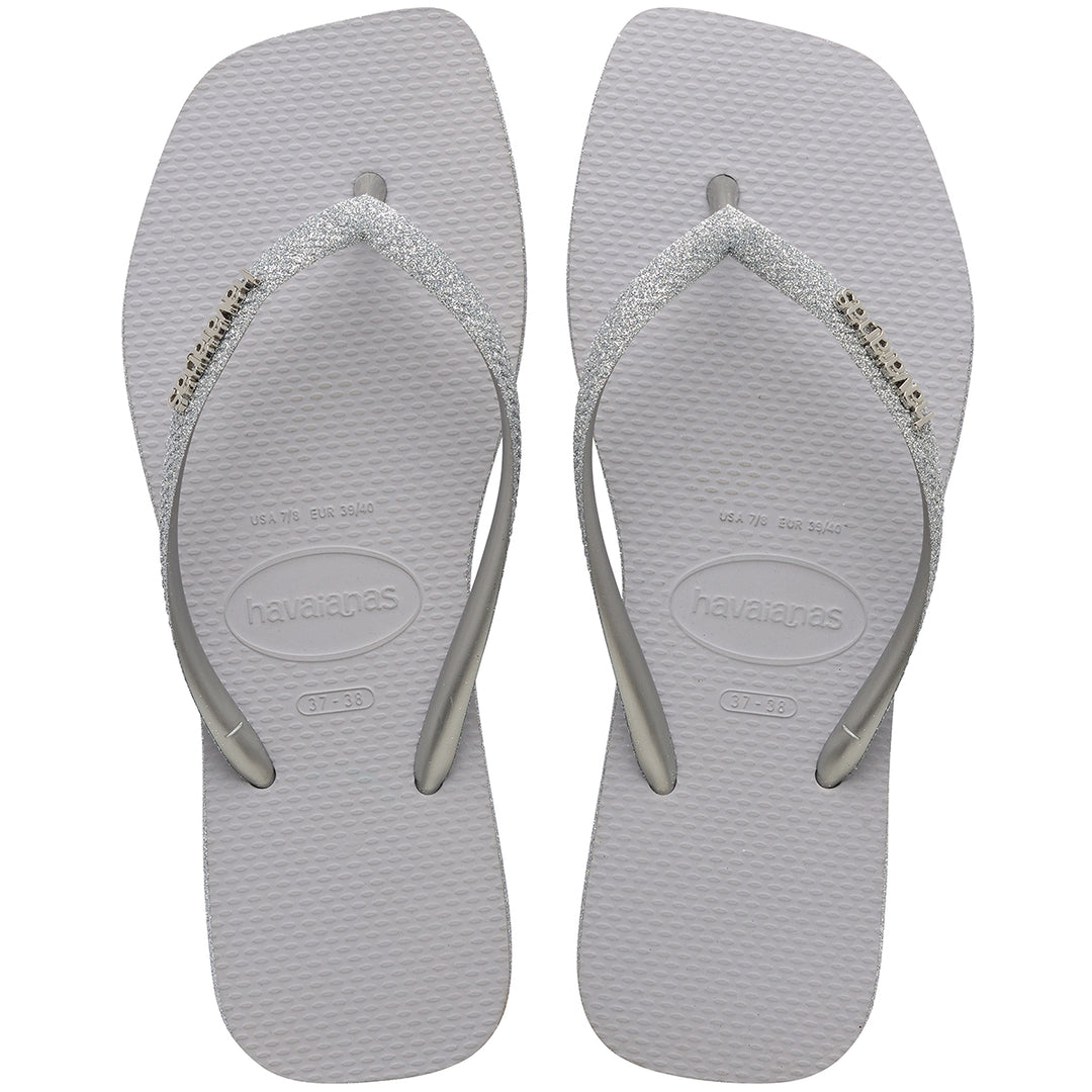 Havaianas Slim Square Sparkle In Silver For Women