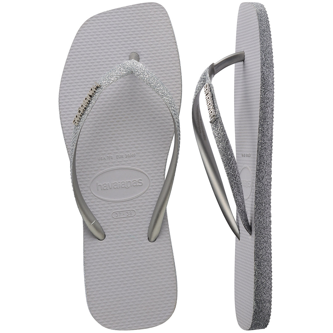 Havaianas Slim Square Sparkle In Silver For Women