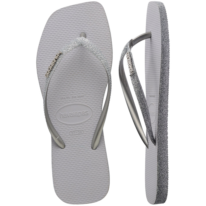 Havaianas Slim Square Sparkle In Silver For Women