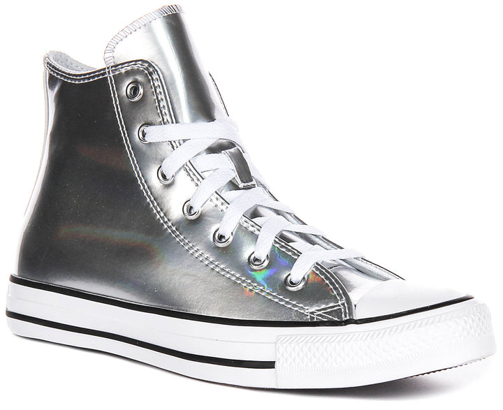 Converse All Star Hi Top A12604C In Silver White For Junior