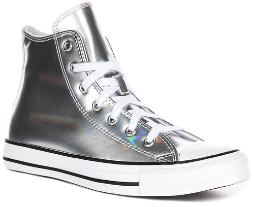 Converse All Star Hi Top A12604C In Silver White For Junior