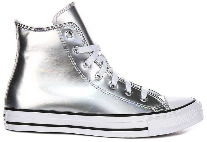 Converse All Star Hi Top A12604C In Silver White For Junior