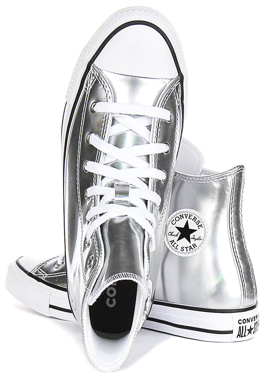Converse All Star Hi Top A12604C In Silver White For Junior