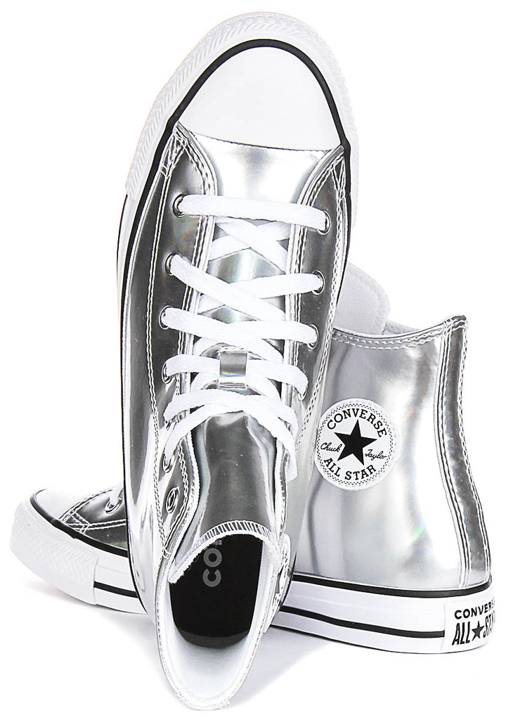 Converse All Star Hi Top A12604C In Silver White For Junior