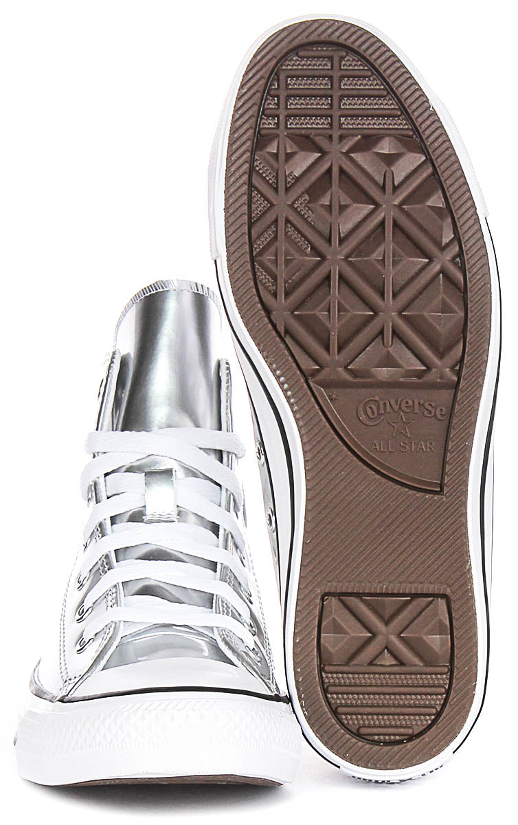 Converse All Star Hi Top A12604C In Silver White For Junior