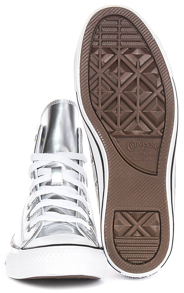 Converse All Star Hi Top A12604C In Silver White For Junior