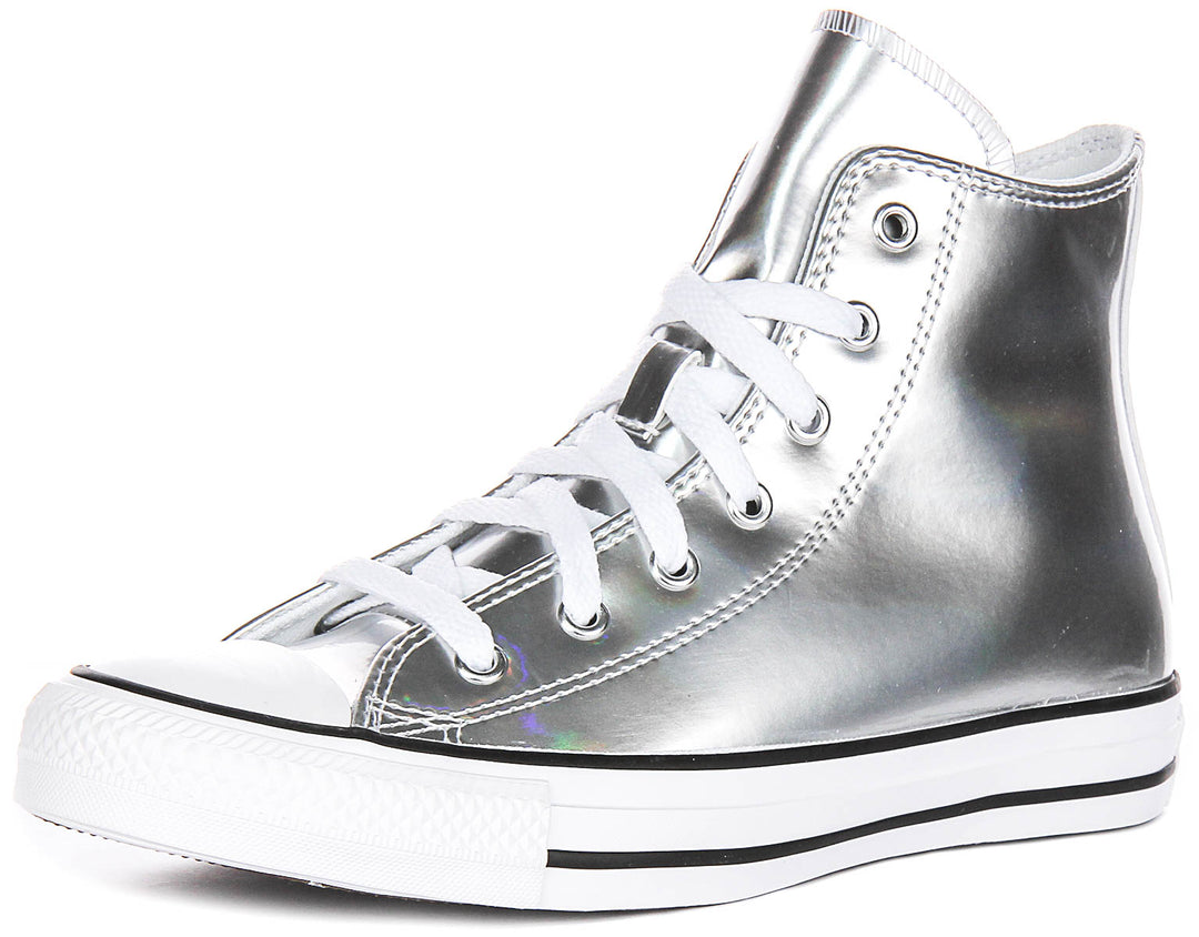 Converse All Star Hi Top A12604C In Silver White For Junior