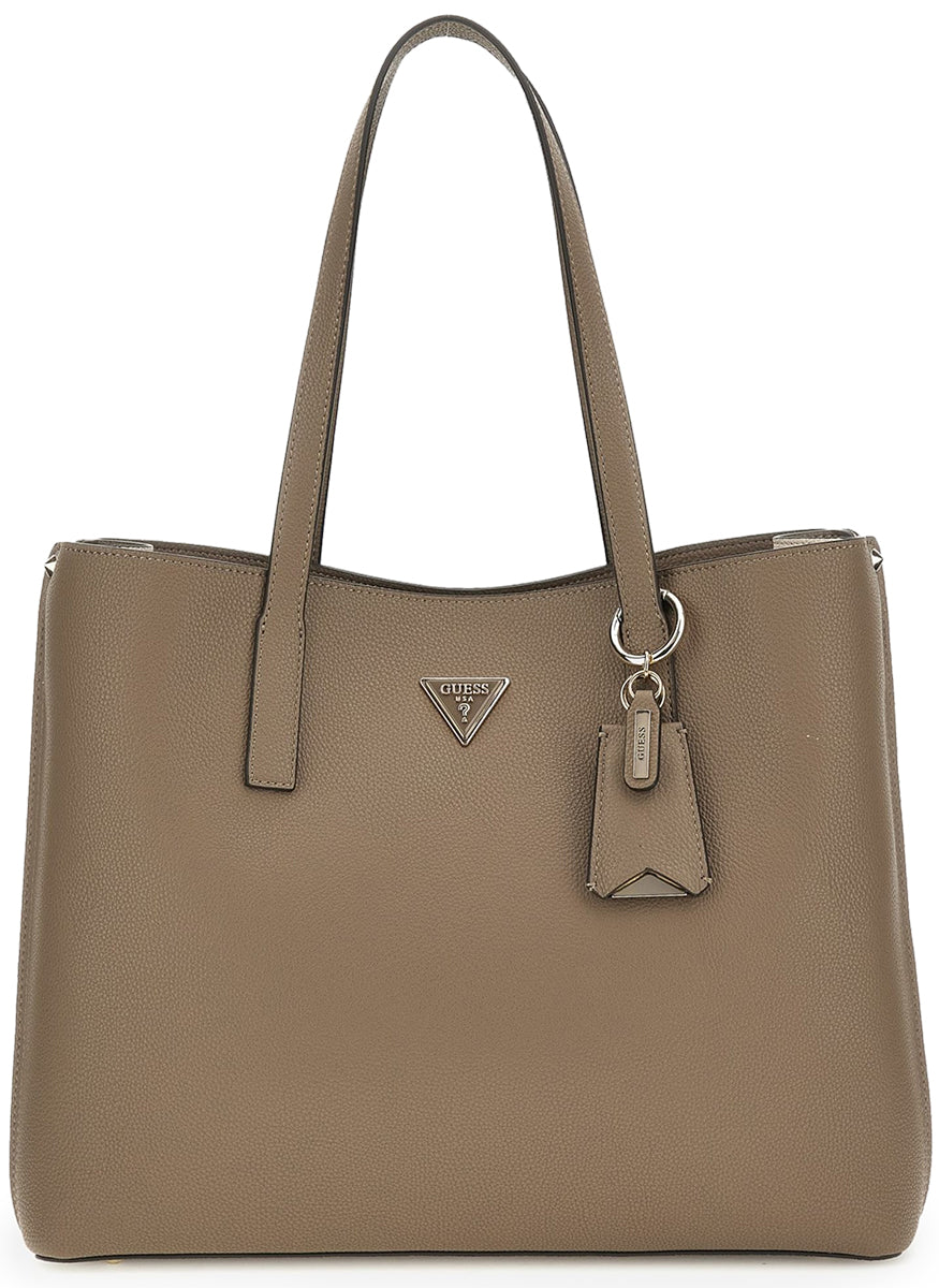 Guess Meridian Triangle Logo Bag In Stone