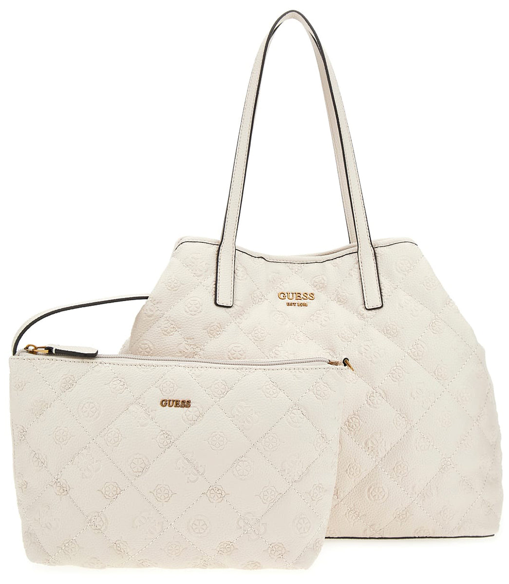 Damenhandtasche von Guess Vikky Tote Peony Large Shopper in Stone