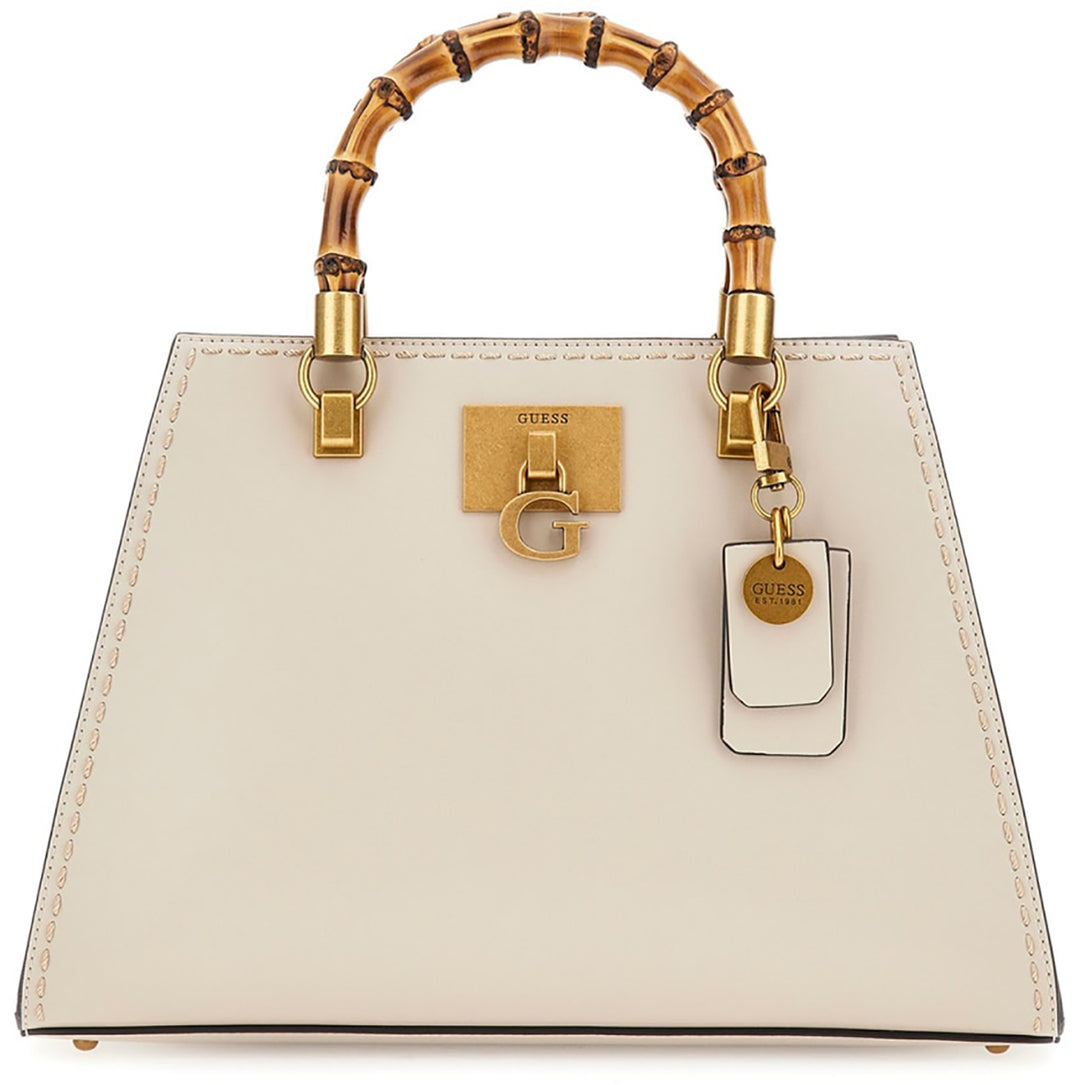 Guess Stephi Bamboo Tote, borsa a soffietto in similpelle per donne, color stone